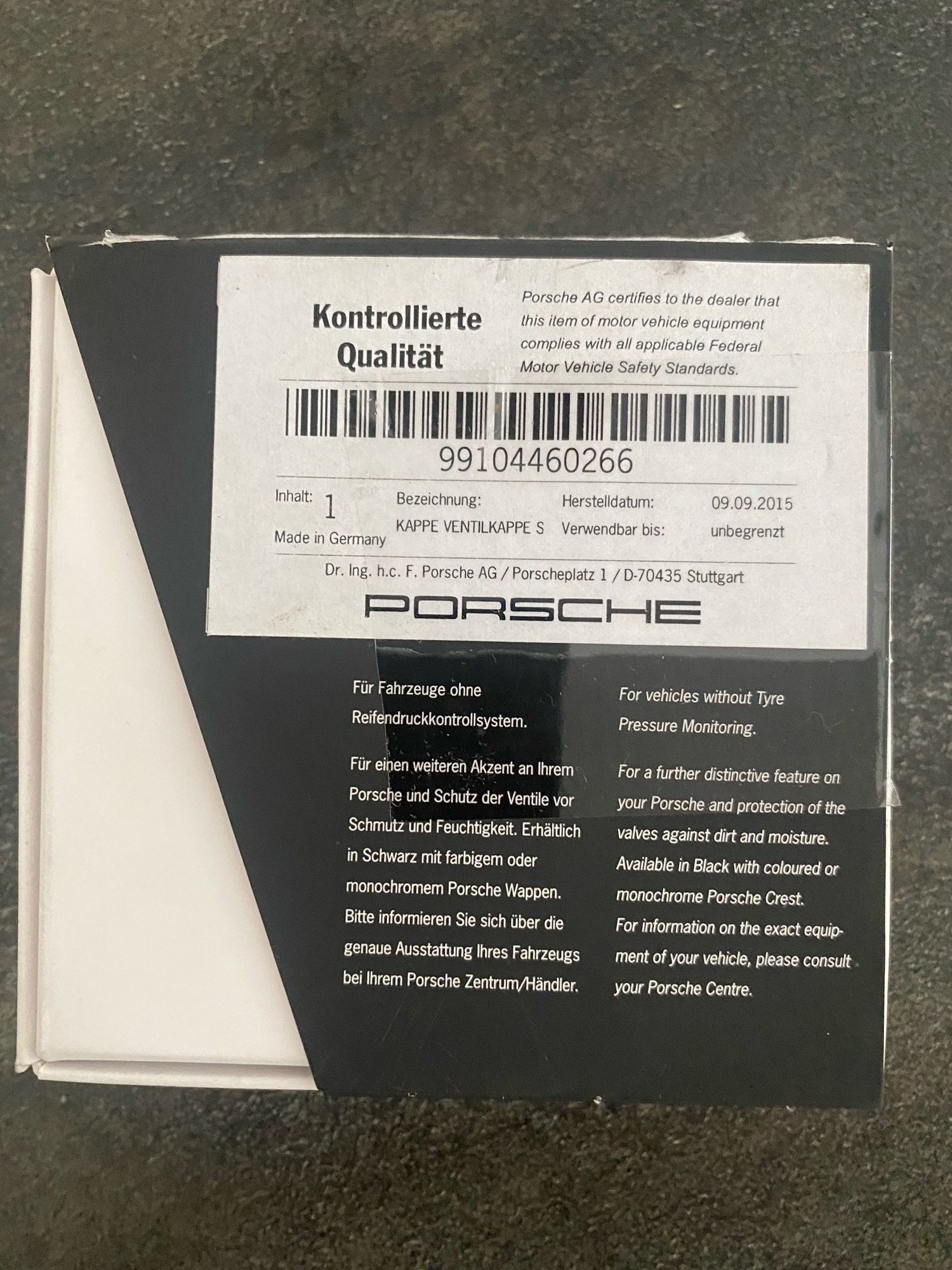 Accessories - Genuine Porsche Tequipment Black Valve Stem Caps - Used - 2005 to 2008 Porsche 911 - Chews Landing, NJ 08012, United States