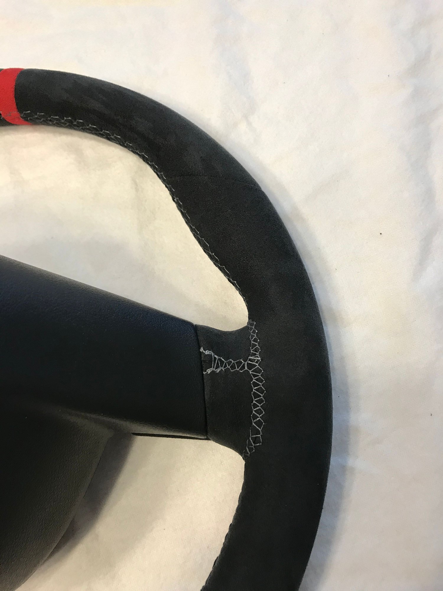2009 Porsche Cayman - 997/987 Sport Steering Wheel in Alcantara with Grey Stitching and Red Alcantara 12:00 Stripe (w/ Alcantara Air Bag!) - Interior/Upholstery - $675 - Plymouth, Ma, MA 02360, United States