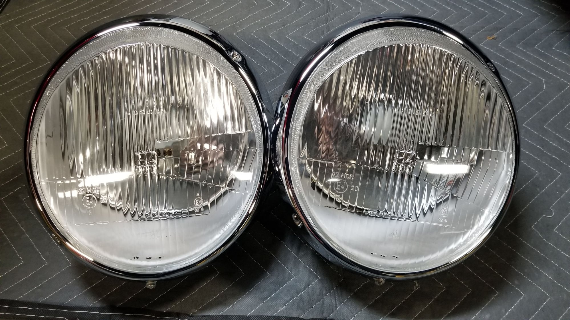Lights - Euro H4 Headlights Set, mint/complete, w chrome and primered trim rings, seals, bulbs - Used - 1980 to 1994 Porsche 911 - Corte Madera, CA 94925, United States