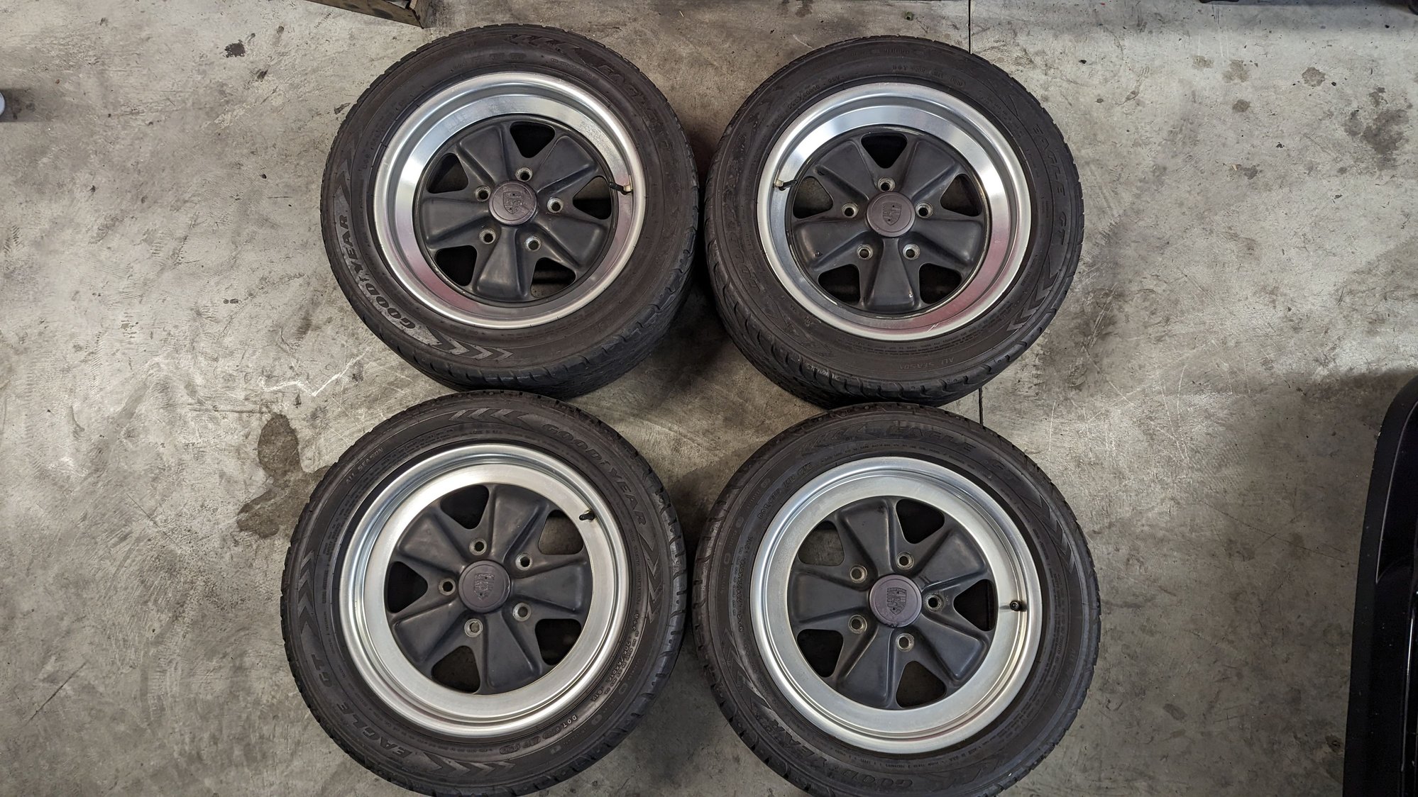 Wheels and Tires/Axles - Fuchs 16" Forged Aluminum Wheels | Black and Silver | Fits '78 - '88 Carrera - Used - 1978 to 1988 Porsche Carrera - Burbank, CA 91506, United States
