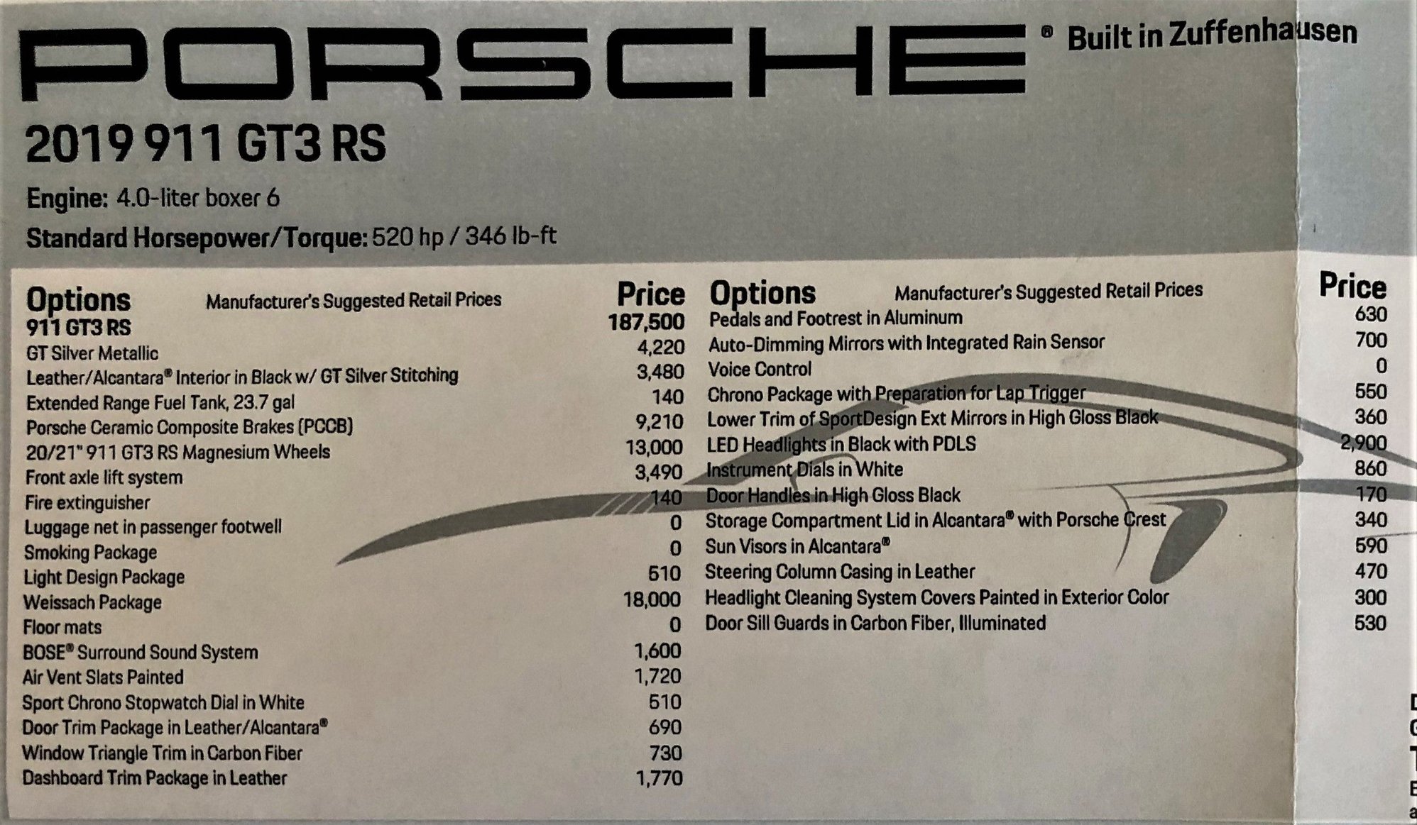 2019 Porsche GT3 - 2019 GT3 RS Weissach & Magnesium Wheels - Used - VIN WP0AF2A98KS165801 - 1,620 Miles - 6 cyl - 2WD - Automatic - Coupe - Silver - Seattle, WA 98116, United States