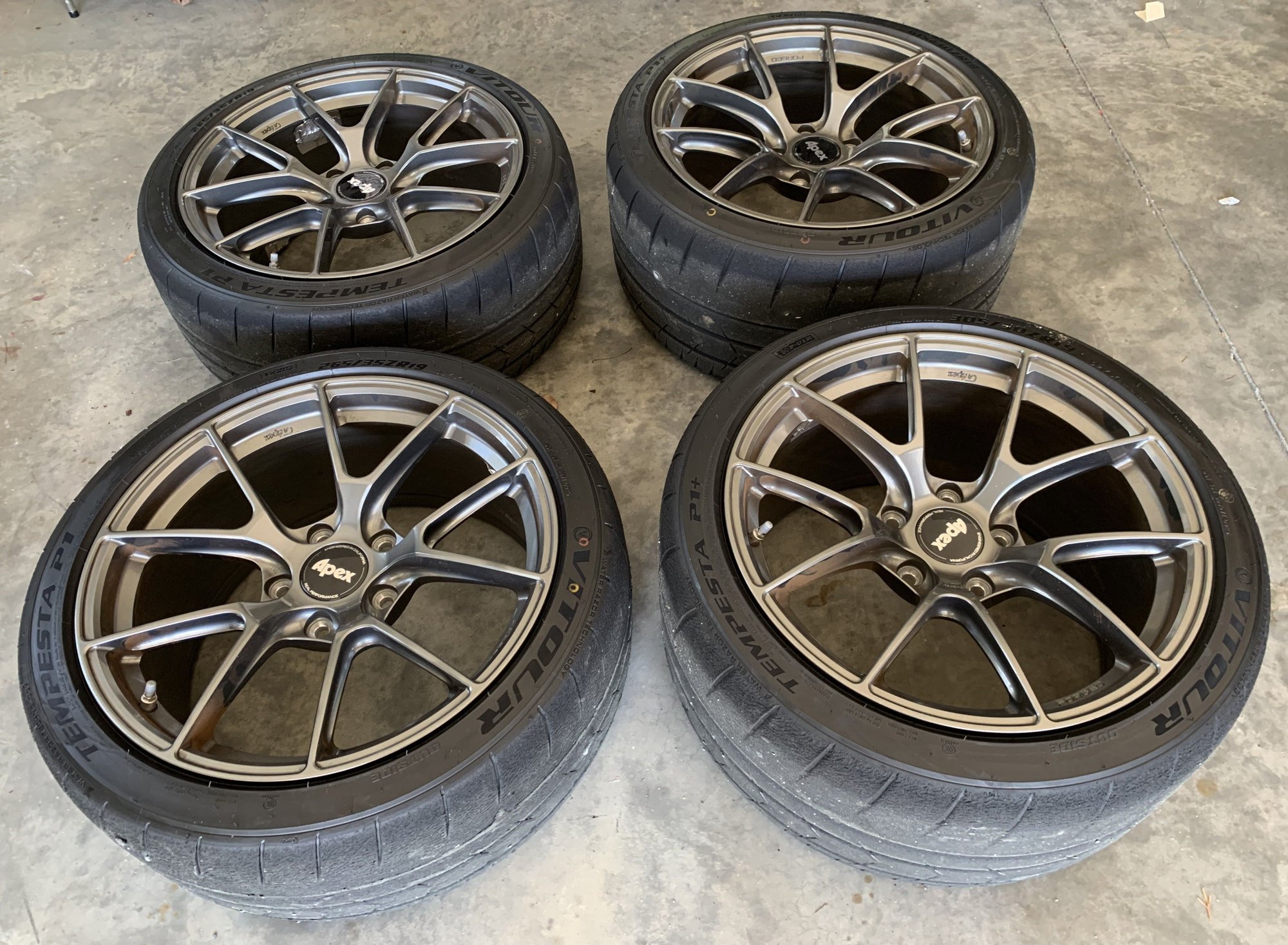 Wheels and Tires/Axles - 19" APEX RACING VS-5RS ANTHRACITE WHEELS AND TEMPESTA P1 P-01R TIRES WITH TPS - Used - Marvin, NC 28173, United States