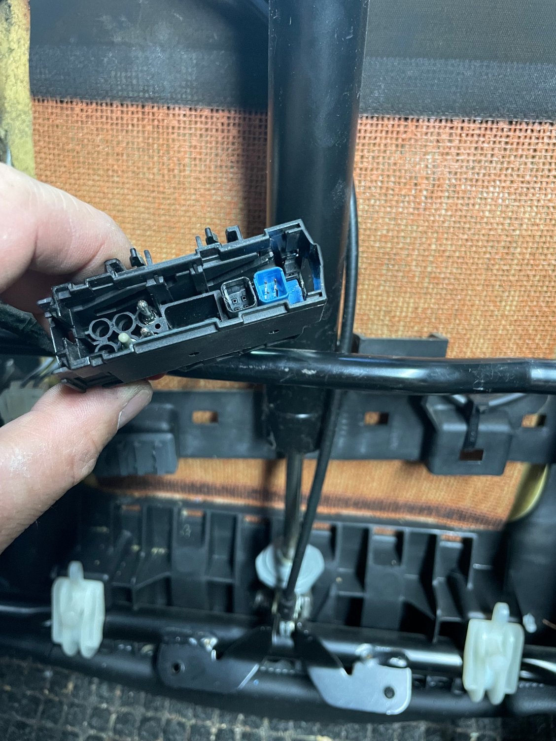 Removing the Seat Belt Chime under the seats, (installing race seats