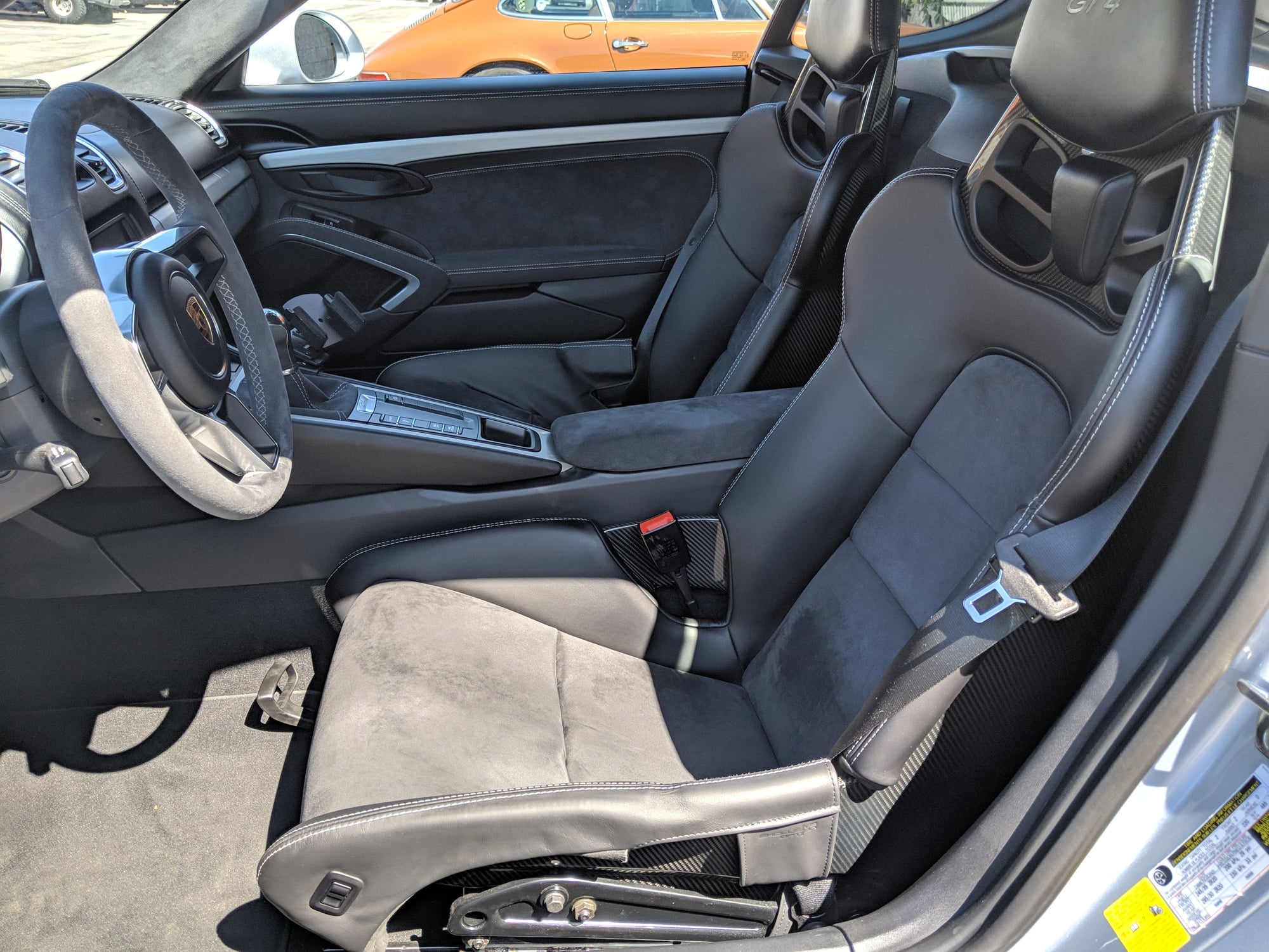 Interior/Upholstery - 981 GT4 LWB - Carbon Lightweight Bucket Seats /w Platinum Stitch + fire extinguisher - Used - 2016 Porsche Cayman GT4 - Gardena, CA 90249, United States