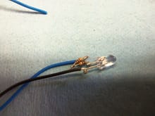 Another view of yellow LED and resistors.