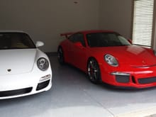 2011 White 997.2 C2 PDK and 2015 Guards Red 991 GT3