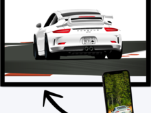 Photo of a 991 GT3 on track beautifully illustrated and framed. 