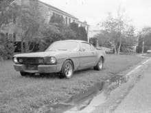 ‘65 Mustang Fastback. Began life as a 289 2bbl, with a C4 auto. I stuffed in a 351C with the big port (4bbl) heads (sourced from a Pantera) and backed by a top-loader 4spd. It was a total POS, but it was a fast POS.