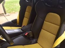 P1Designs.com - Yellow/Black Houndstooth seat inserts in a GT4