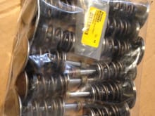 993RS intake valves, stock 964 exhaust valves, Aasco titanium springs & retainers, valve retainers (all for sale)