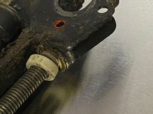 End of the screw drive on a the newer donor.  Note the cup washer and what appears to be some sort of shaft centering guide washer held in place with a circ clip.  Is there a source for either of these items, or has someone taken the initiative to produce these from a hard plastic (UHMW?) material or 3D printed them??