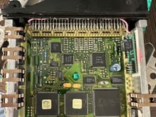 Top view of 1996 Porsche 911 993 ECU with "chip" in top right corner