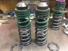 Front 60MM Eibach springs Helper 30/98 ERS 50-60-40/120   Main spring 39/98 140-60-140
$150 plus shipping (I believe these are CUP rate 600 LBS fronts)  