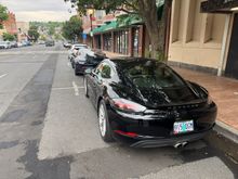 In our home town of Pendleton OR - Very surprised a Cayman parked behind me on a Sunday Morning.