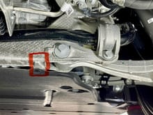 I used this reinforced part of the rear subframe on the left rear (sorry that this picture is from the right rear - it’s just a reference), to place a second jack and hold up the left rear so I could remove my AC jack and replace it with a stand. 