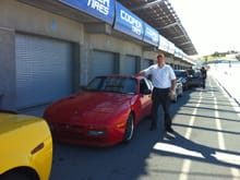 Looking for shade on a hot track day at Laguna Seca.