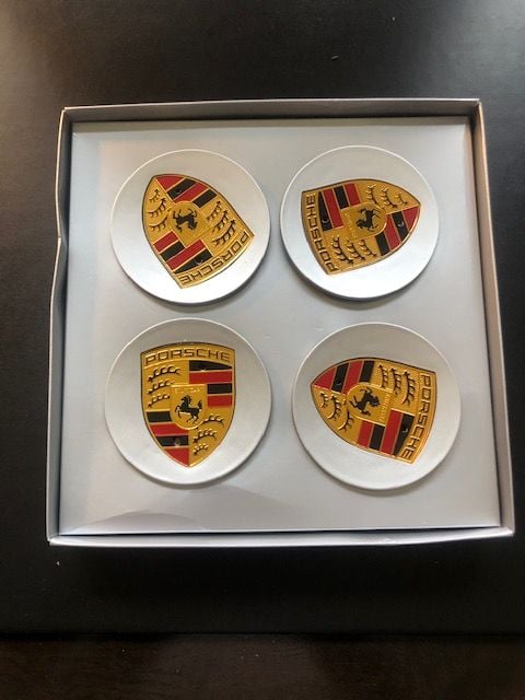 Wheels and Tires/Axles - Set of 4 Porsche Tequipment colored crest center caps - new in box - New - 1990 to 2021 Porsche 911 - Encinitas, CA 92024, United States