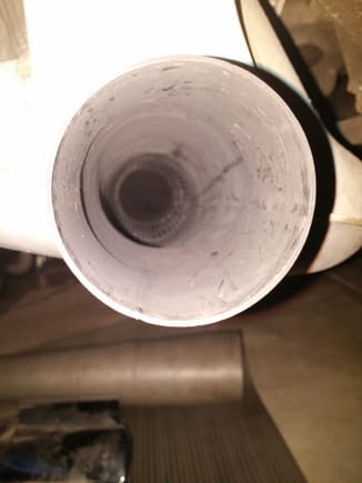 Cleaned out, notice bend at end of pipe to the right, this is the turbo muffler, no connection to the driver side as in the S