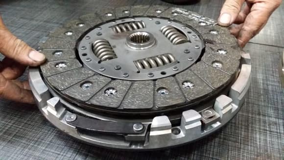 When it's stacked on top of the pressure plate, it doesn't sit flush and it can be rocked around because of the elevated springs on the clutch disc.