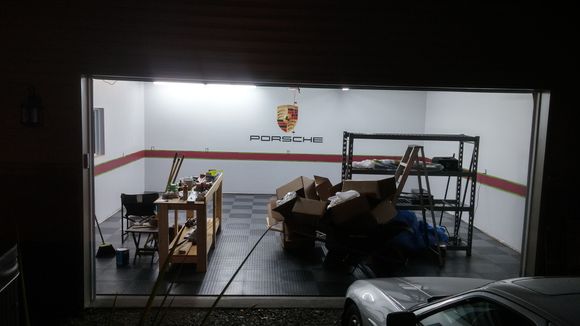 Had just finished installing the new Costco floor tiles with all my T8 lighting on !