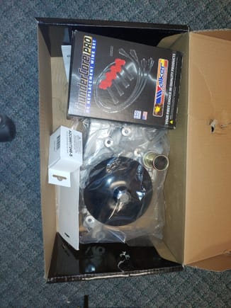 New ls1 camaro water pump, 5.3 plug wires, vdo ls to porsche temp sensor (for gauge) and new watee pump hardware.

I have Lindsey Racing fuel line adapaters coming to finish my fuel lines. The s, s2 and 968 use 16mmx1.5 and 14mmx1.5. Also decided on a black flexible steel radiator hose kit to match up the engine to radiator easier. Since I sold my harness I ordered a new 14pin connector to attach the microsquirt and sensors to the factory gauges and power supplies.
