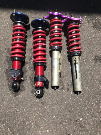 JRZ Single adjustable suspension for a 996. Comes complete ready to mount on car. Includes springs 700/1000 lbs and monoball top hats. Removed from my race car to install double adjustable remote reservoir shocks. $1200 plus shipping. Located in NJ. 