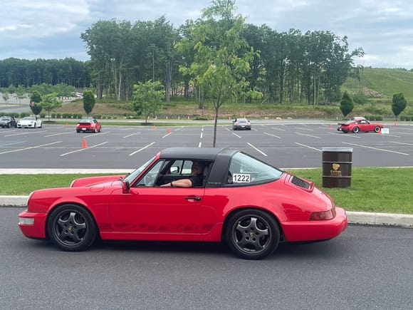 My friend getting ready for rally in his targa