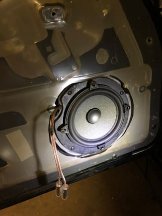 Final fitment of the speakers. Much more bass with than oem with this method