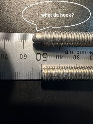 Th end of M8x55 oval head screw (p/n: 999-073-913-31) has this weird dog point for the additional 5mm length.