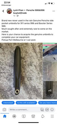 I missed out on this umbrella recently even though it was in Australia. I have not seen another for sale so wondering what a rennlister would pay?