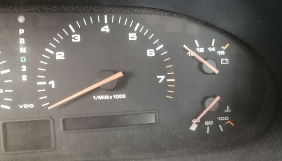 My dash display with numerated values on the temp gauge.