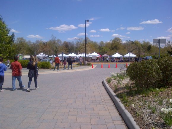 Earth day so we hit the 30 some booths.  Got free hand rubs from massage therapists, ate tons of free food samples and enjoyed the amazing sunny weather