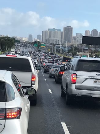 Friday traffic in Honolulu heading East...