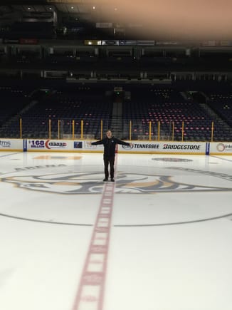 Getting ready to play on the Nashville Predators arena ice.