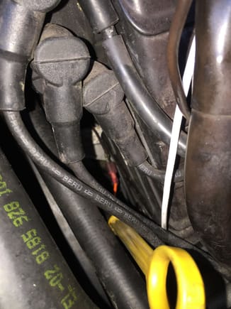 White is heat shrink tubing as an extra layer of mechanical protection to the compressor clutch wire from the relay. You can see the red male spade connector and orange wire down low.