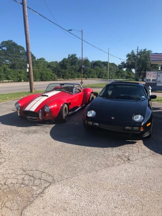 Dash's Cobra. His take? Last time to drive it this summer. No AC in Texas? NO way. Michael Conn's S3. 