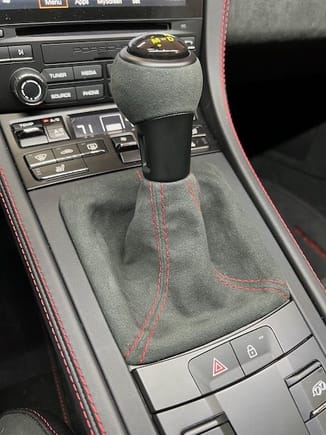 GT4 RS PDK shift knob with custom red stitching from JCR