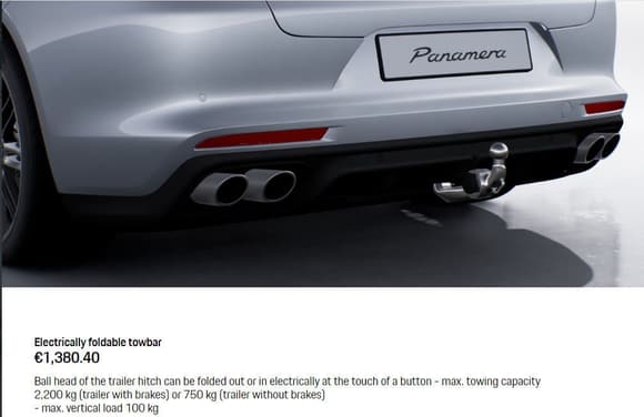 Optional Electrically foldable towbar for the Panamera 