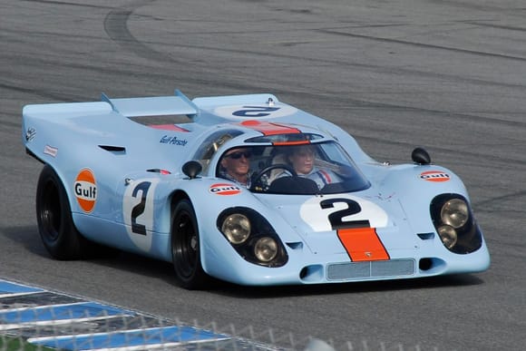 Derek Bell driving a Porsche 917 - Rennsport Reunion 2011