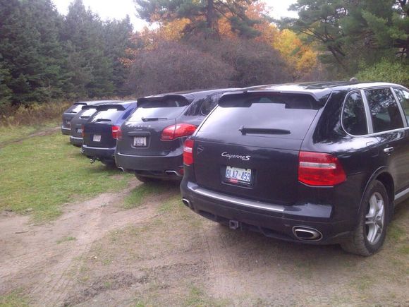 Cayennes lined up for the start