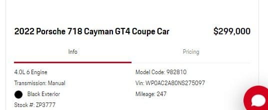 From the Porsche LA Web Site.  Also list in AutoTrader same price.
