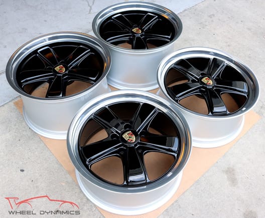 OS DESIGN II wheels available at Wheel Dynamics Inc. (custom finished in gloss black and polished lip, clear coating over entire wheel including polished lip) Avail: 19x8.5 19x10 & 19x11