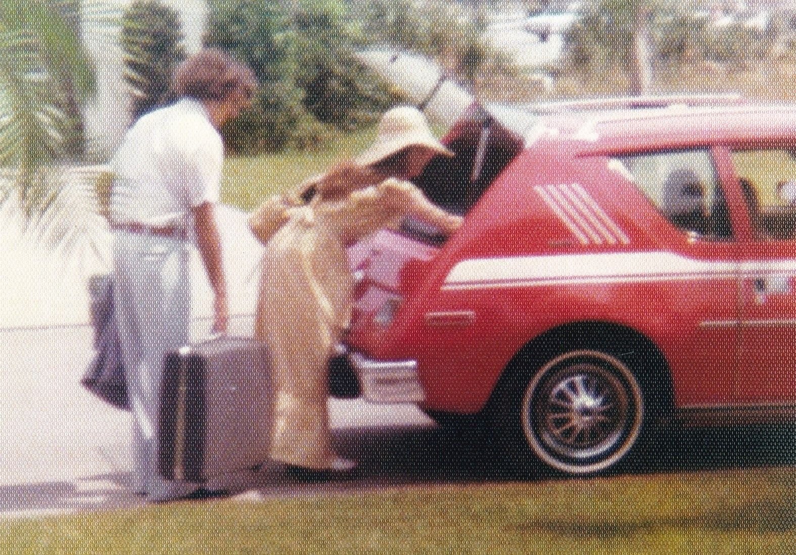 Packing up for our honeymoon in 1977.