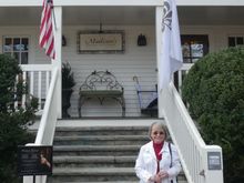 My wife in front of the pricey Madison's restaurant at the Inn. It set us back $106 with no alcohol.