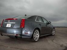 2009 cadillac CTS v rear three quarters view