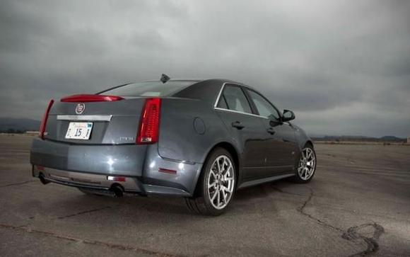 2009 cadillac CTS v rear three quarters view