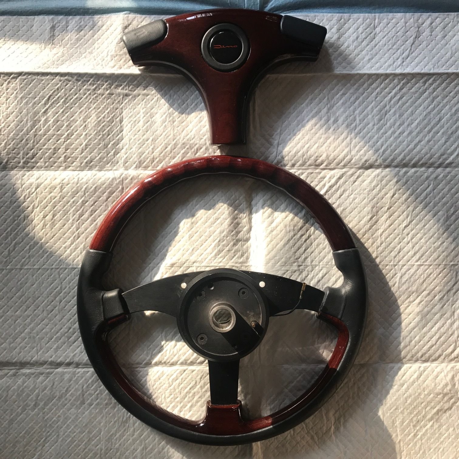 Original Italian wood grain Dino steering wheel from 993 Turbo
