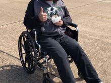 One of the many images I sent in my Email to DHL. This was me at the Dallas half mile in April. I was going for the "I couldn't race earlier this year because I almost tore my leg off" sympathy.
