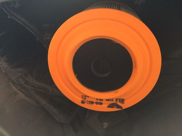 View of the filter once the airbox is removed.  It pulls straight down to remove the filter itself.