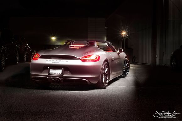 2016 Porsche Boxster Spyder in Agate Gray with an extended fuel tank, Bose, and Bi-xenons.